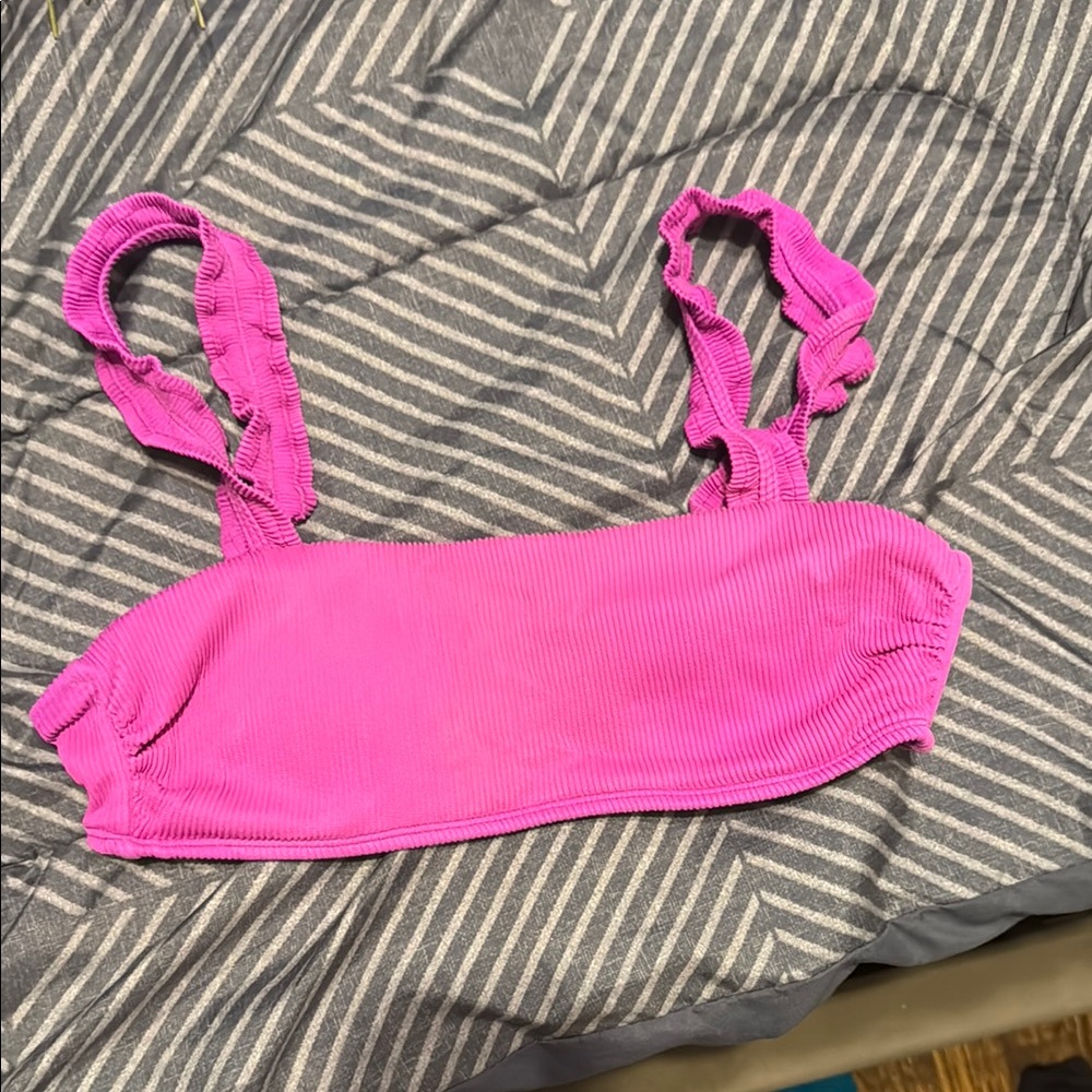 Pink Ribbed swim Top